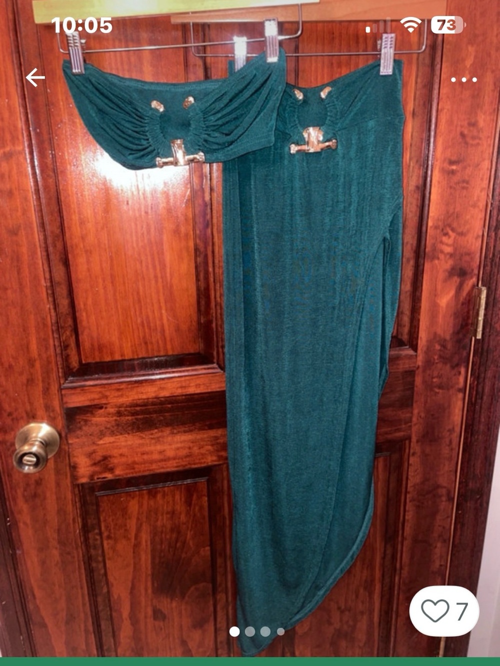 One-Shoulder Emerald Green Maxi Dress with Gold Accent